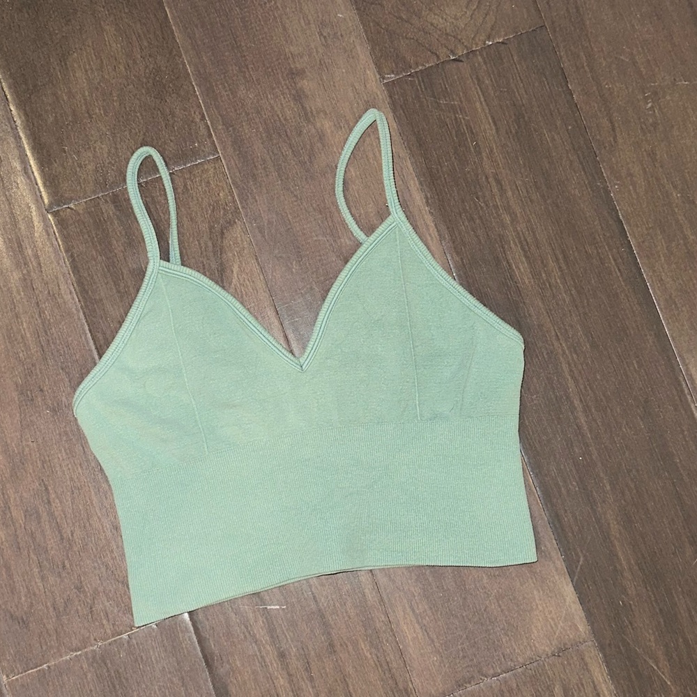 Alo Yoga Delight Sage Green Triangle Bra Size M